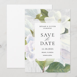 Cartão de Salvar a Data de Casamento com Flores de