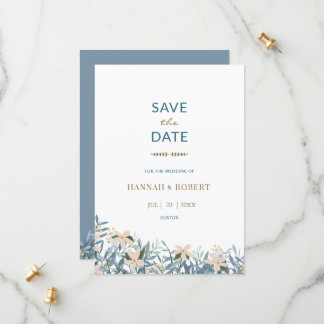 Cartão de Salvar a Data de Casamento com Flores Si