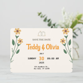 Cartão de Salvar a Data de Casamento com Flores Si