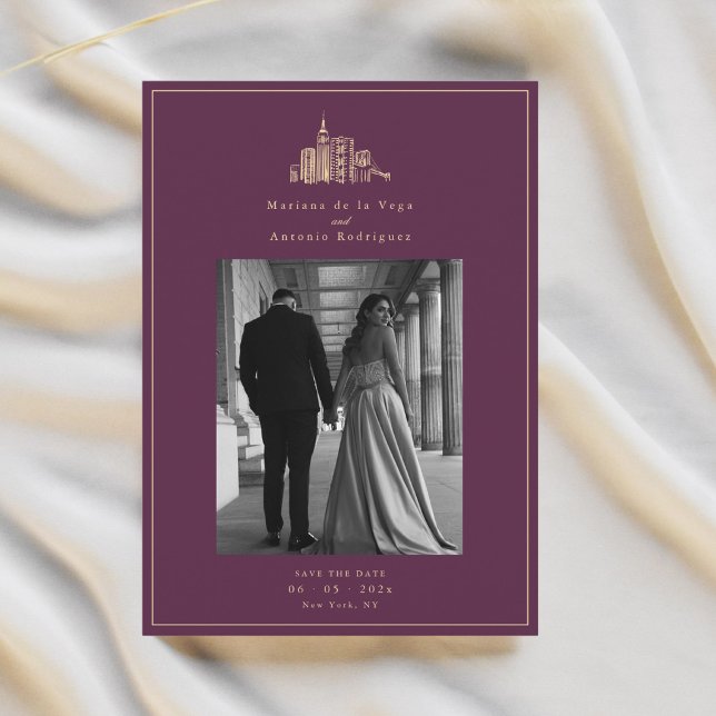 Cartão de Salvar a Data de Casamento com Foto da C (Criador carregado)