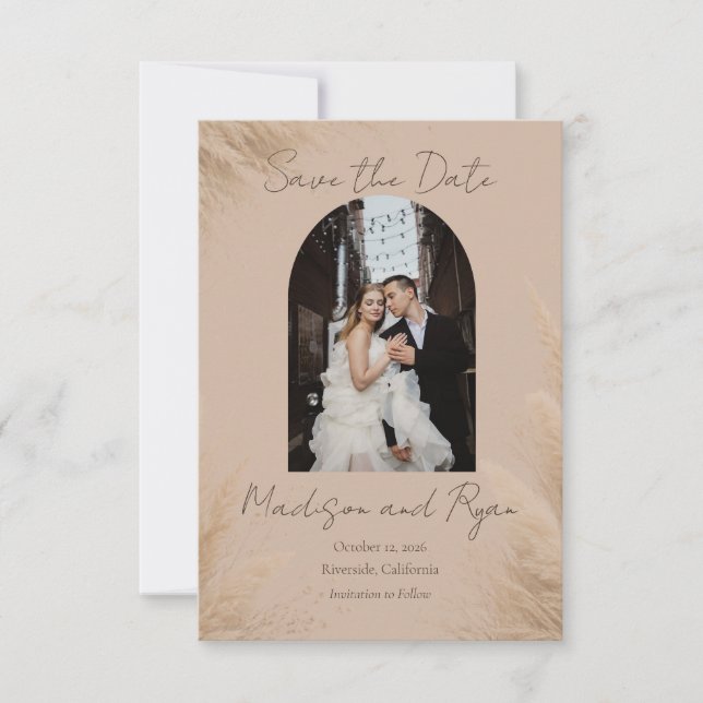Cartão de Salvar a Data de Casamento com Foto das  (Frente)