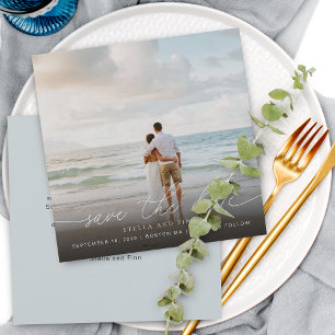 Cartão de Salvar a Data de Casamento com Foto e Le