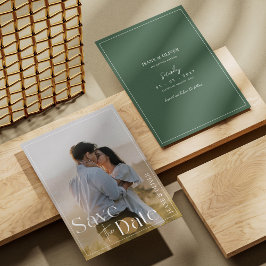 Cartão de Salvar a Data de Casamento com Foto em V