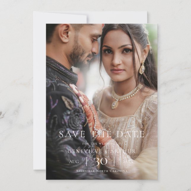 Cartão de Salvar a Data de Casamento com Foto Mini (Frente)