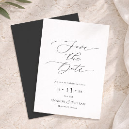 Cartão de Salvar a Data de Casamento com Letra Ele