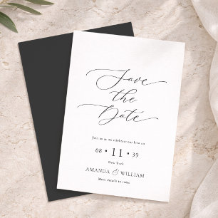 Cartão de Salvar a Data de Casamento com Letra Ele