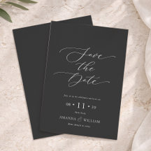 Cartão de Salvar a Data de Casamento com Letra Ele