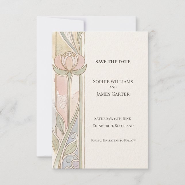 Cartão de Salvar a Data de Casamento com Tulipa em (Frente)