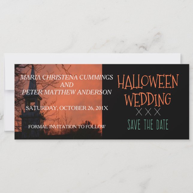 Cartão de Salvar a Data de Casamento de Halloween  (Frente)