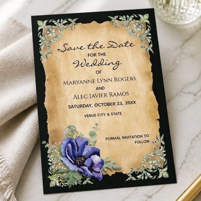 Cartão de Salvar a Data de Casamento Elegância Ate (Criador carregado)