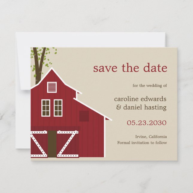 Cartão de Salvar a Data de Casamento em Celeiro Rú (Frente)