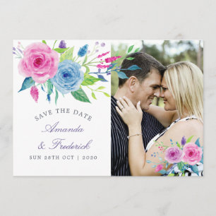 Cartão de Salvar a Data de Casamento Floral com te