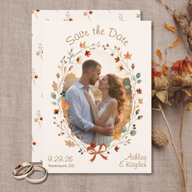 Cartão de Salvar a Data de Casamento Floral de Fot (Criador carregado)