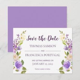 Cartão de Salvar a Data de Casamento Floral em Aqu