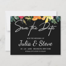Cartão de Salvar a Data de Casamento Floral Verde