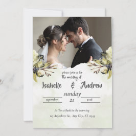 Cartão de Salvar a Data de Casamento Floral Vintag