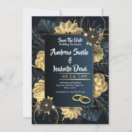 Cartão de Salvar a Data de Casamento Floral Vintag