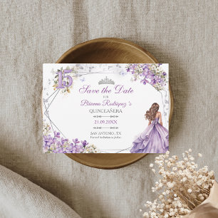 Cartão de Salvar a Data de Quinceañera Floral de L