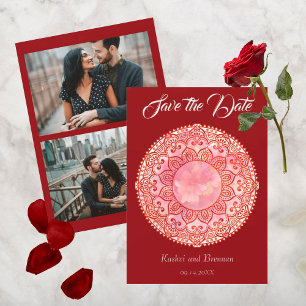 Cartão de Salvar a Data do Casamento de Mehndi Des
