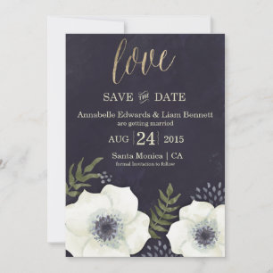 Cartão de Salvar a Data do Casamento Flores Noturn