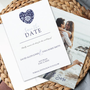Cartão de Salvar a Data do Casamento Indigo Meadow