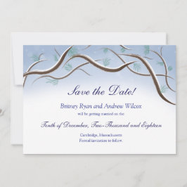 Cartão de Salvar a Data do Inverno com Galhos de Á