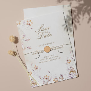 Cartão de Salvar a Data Floral Boho