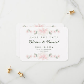 Cartão de Salvar a Data Floral Rosa Personalizado