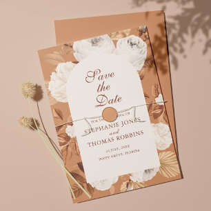 Cartão de Salvar Data de Casamento Boho Peônias Br