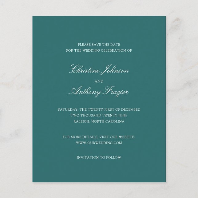 Cartão de Salvar Data de Casamento Clássico em Ver (Frente)