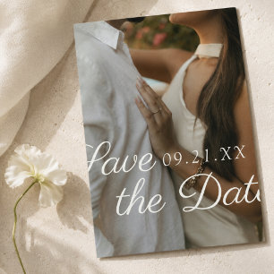 Cartão de Salvar Data de Casamento com Foto e Letr