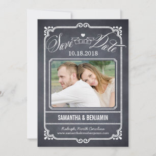 Cartão de Salvar Data em Moldura de Giz