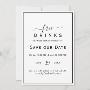Cartão de Salve a Data com Bebidas Grátis