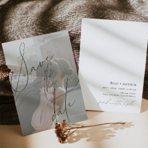 Cartão de Salve a Data com Roteiro Minimalista Pla