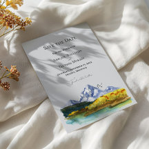 Cartão de Salve a Data de Aquarela de Água Azul Rú