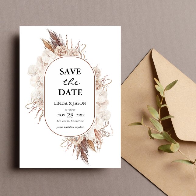 Cartão de Salve a Data de Casamento com Flores de  (Criador carregado)