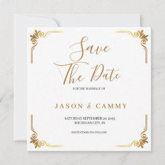 Cartão de Salve a Data de Casamento Elegante Doura