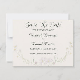Cartão de Salve a Data de Casamento Floral Minimal