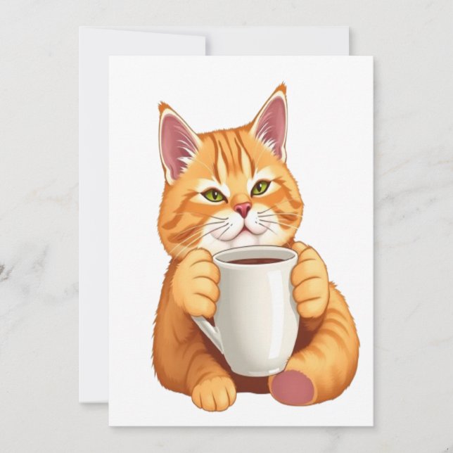 Cartão de Salve a Data do Café do Gatinho Fofo (Frente)