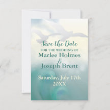 Cartão de Salve a Data Gaivotas do Oceano