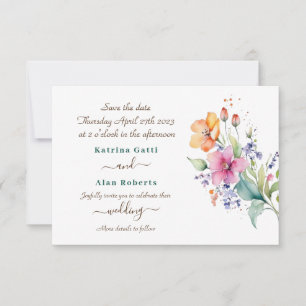 Cartão de Salve o Dia com Flores Cor-de-Rosa, Pêss