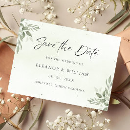 Cartão de Salve o Dia de Casamento com Folhagem de