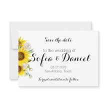 Cartão de Salve o Dia de casamento de girassol ros