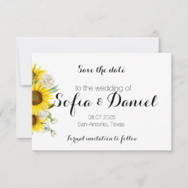 Cartão de Salve o Dia de casamento de girassol ros