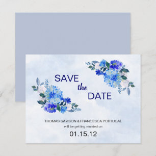 Cartão de Salve o Dia de Casamento Floral com Aqua