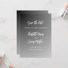 Cartão de Salve o Dia de Casamento Preto e Branco 
