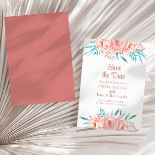 Cartão de Salve o Dia Floral Rosa, Pêssego e Turqu