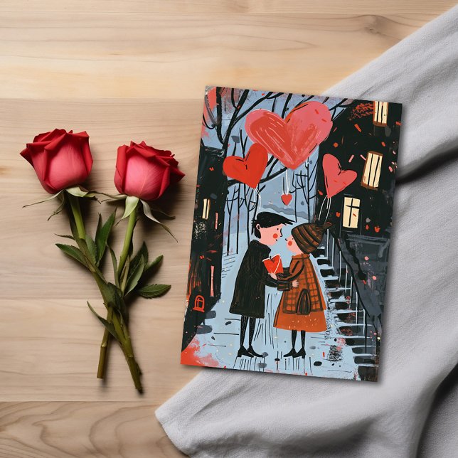 Cartão de São Valentim - Casal Passeando no Parque (Criador carregado)