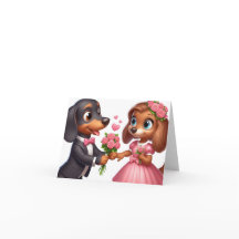 Cartão de São Valentim de Dachshund Animado