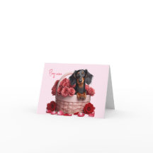 Cartão de São Valentim de Dachshund de Cabelo Long